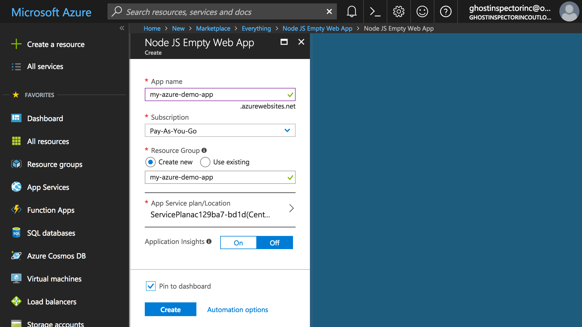 Create our web app resource