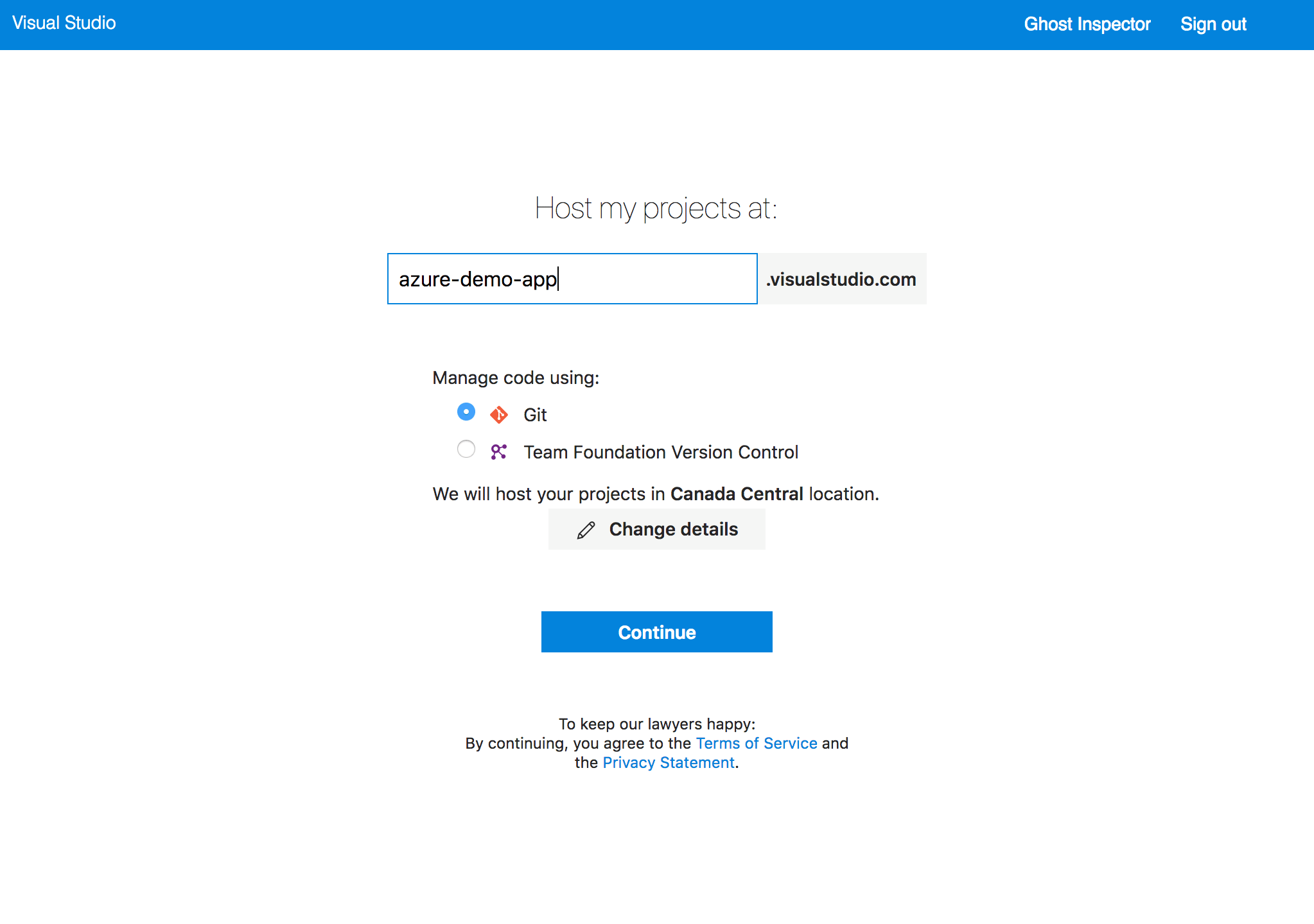 Set up a new Project in VSTS