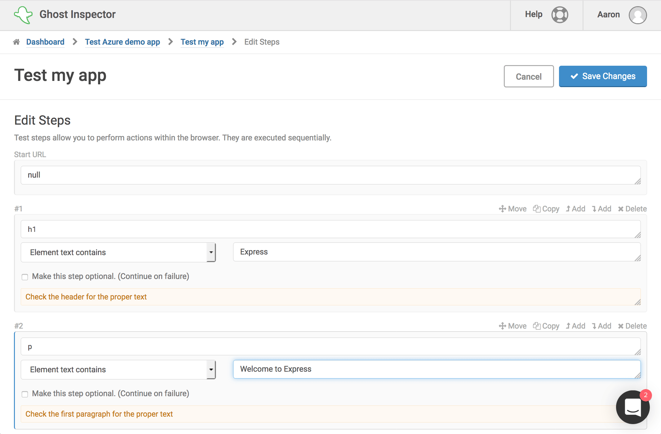 Our application test