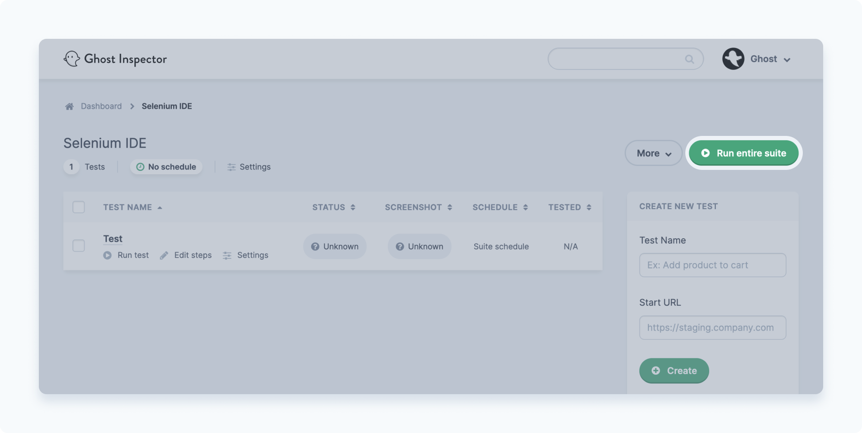 Running Selenium IDE tests within Ghost Inspector