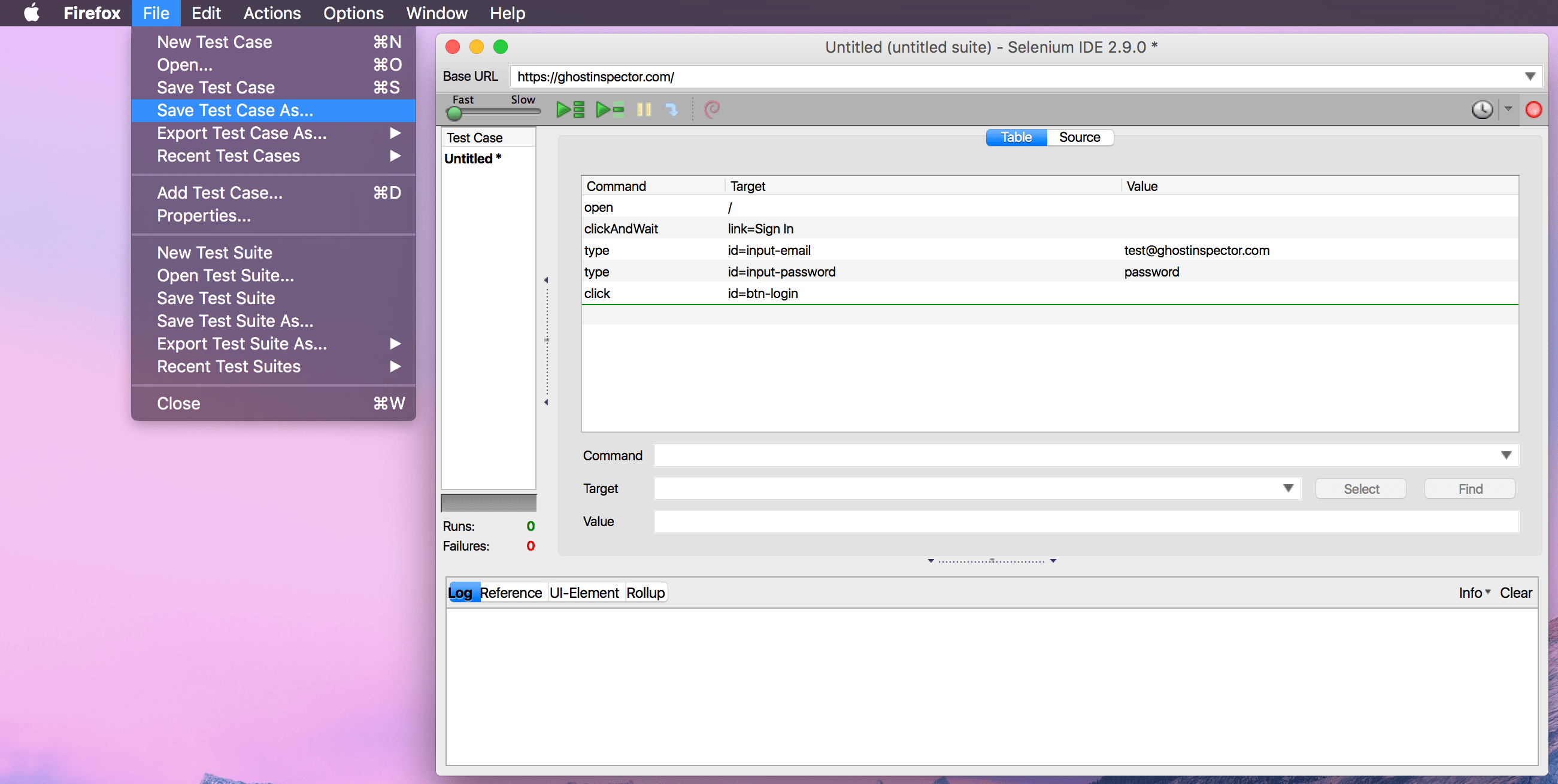 Screenshot of Selenium ICE