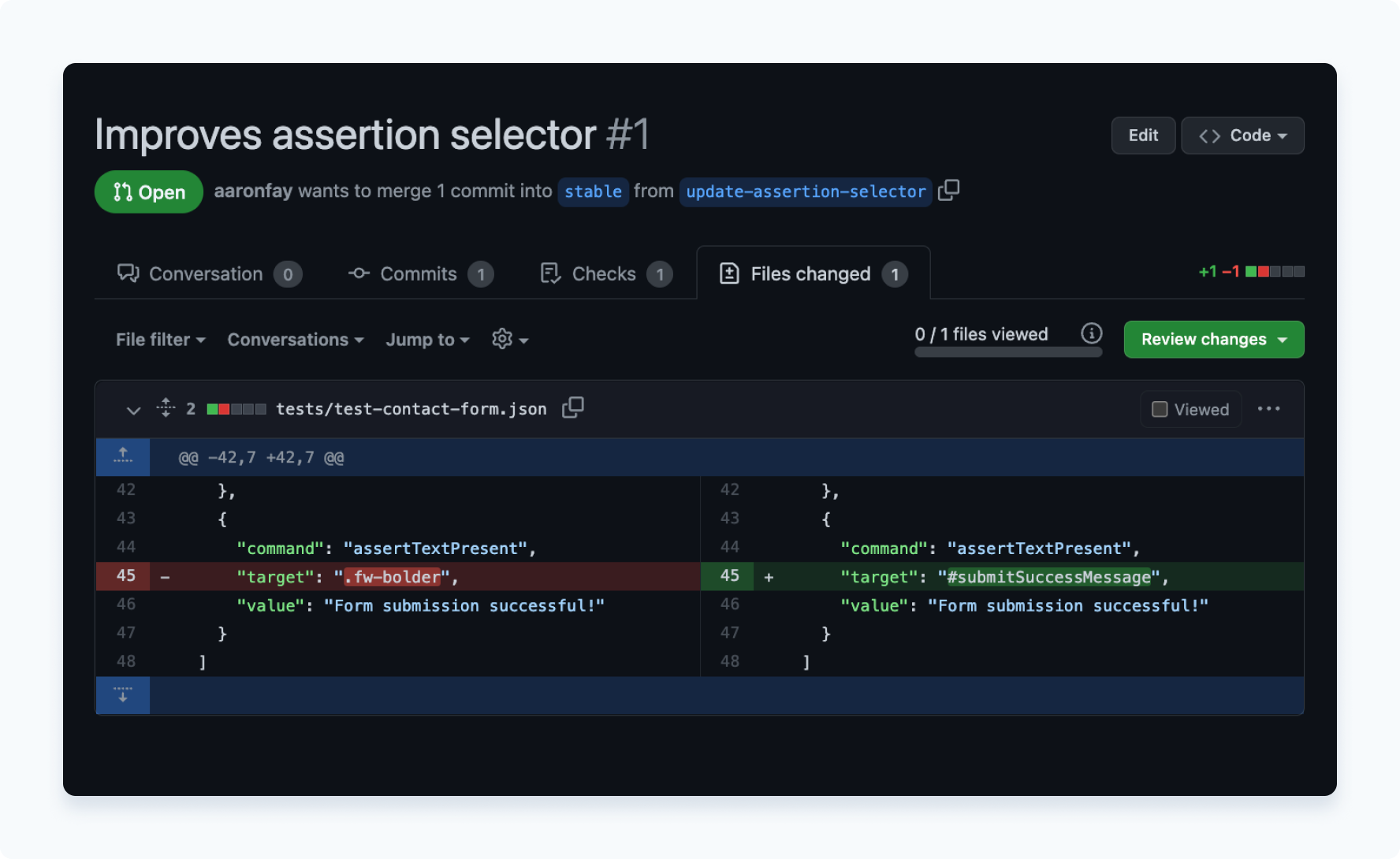 Pull request diff