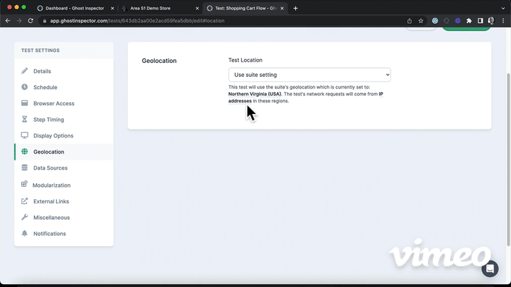 Geolocation testing with Ghost Inspector
