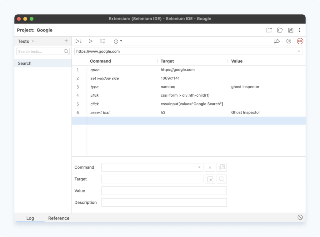 Running a test on Selenium IDE