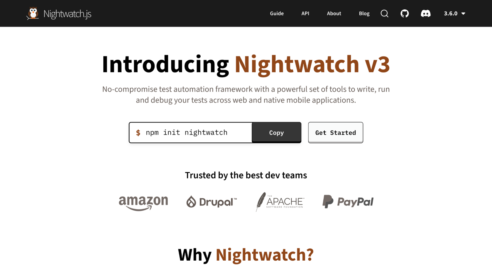 NightwatchJS selenium alternatives screenshot