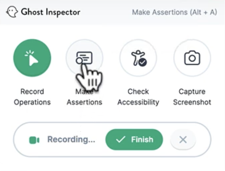 Ghost Inspector menu - make assertions button selected