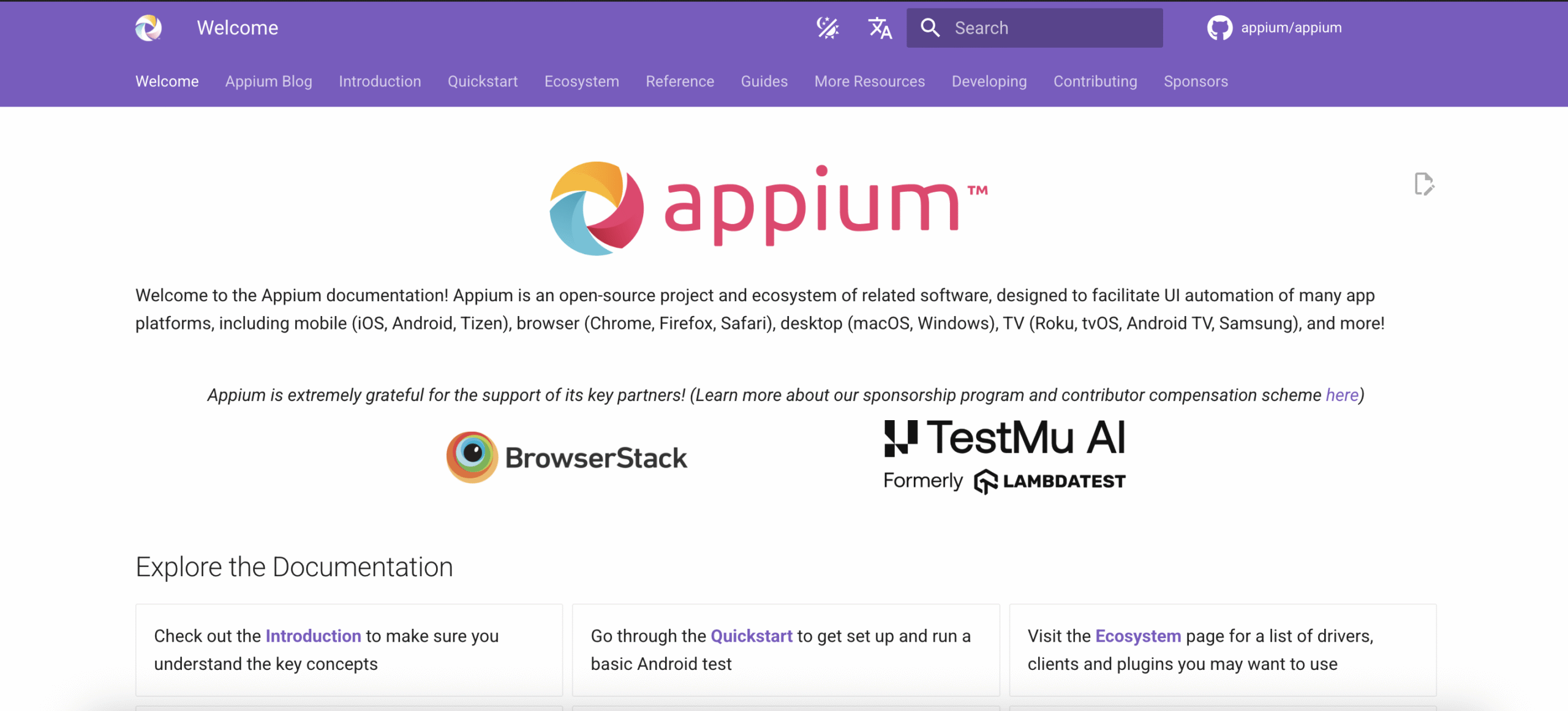 Appium homepage